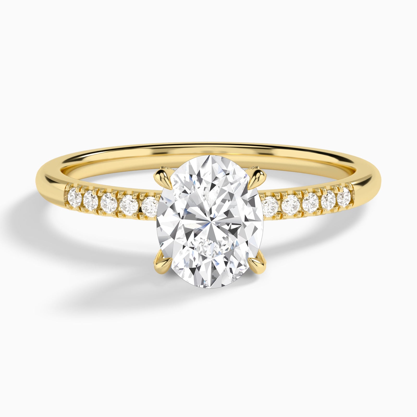 Oval Petite Pavé Valentina Lab Diamond Engagement Ring In 14K Yellow Gold - Lucenjuri