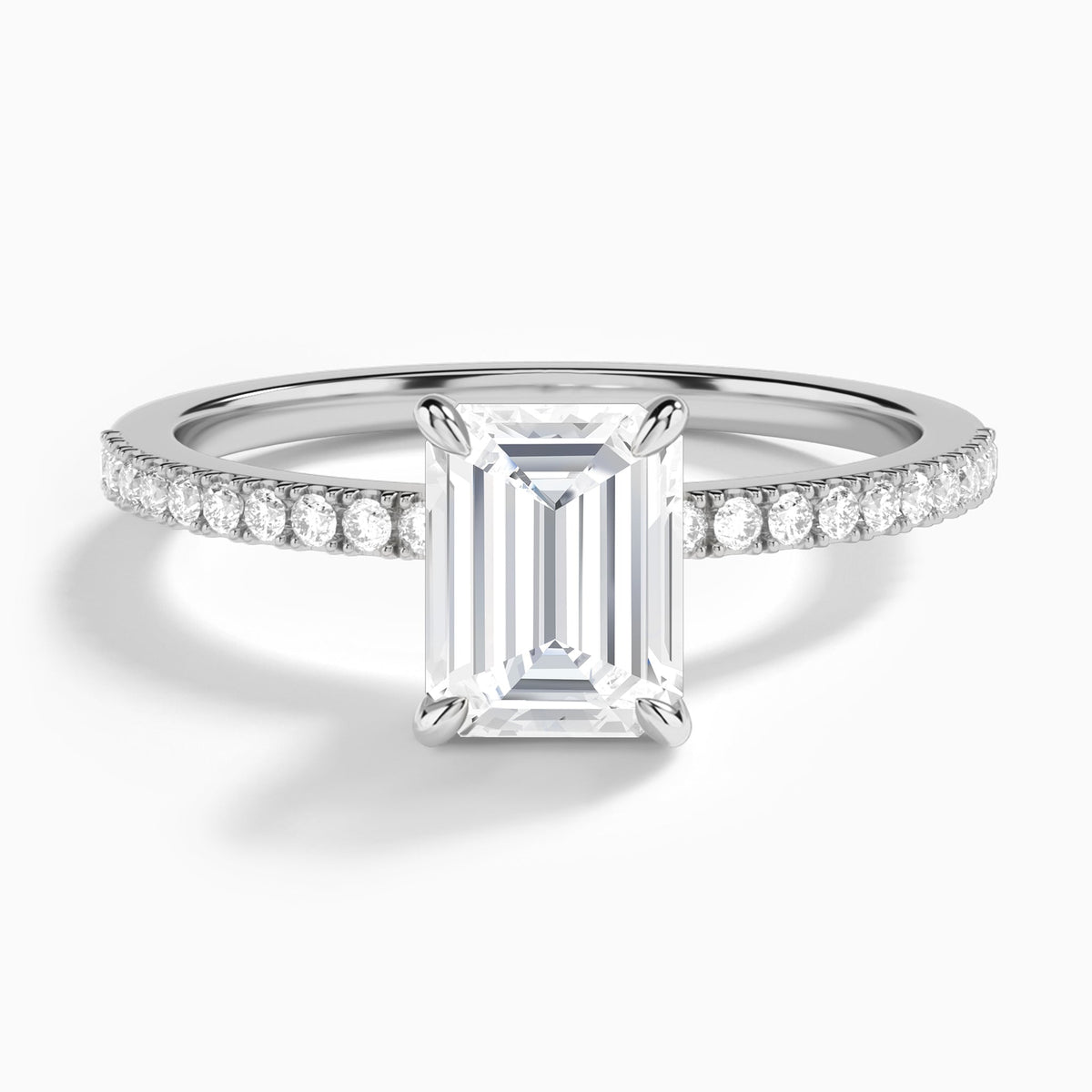 Emerald Petite Aurea Lab Grown Diamond Engagement Ring In Platinum - Lucenjuri