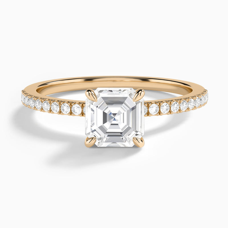 Asscher Petite Aurea Lab Grown Diamond Engagement Ring In 14K Rose Gold - Lucenjuri