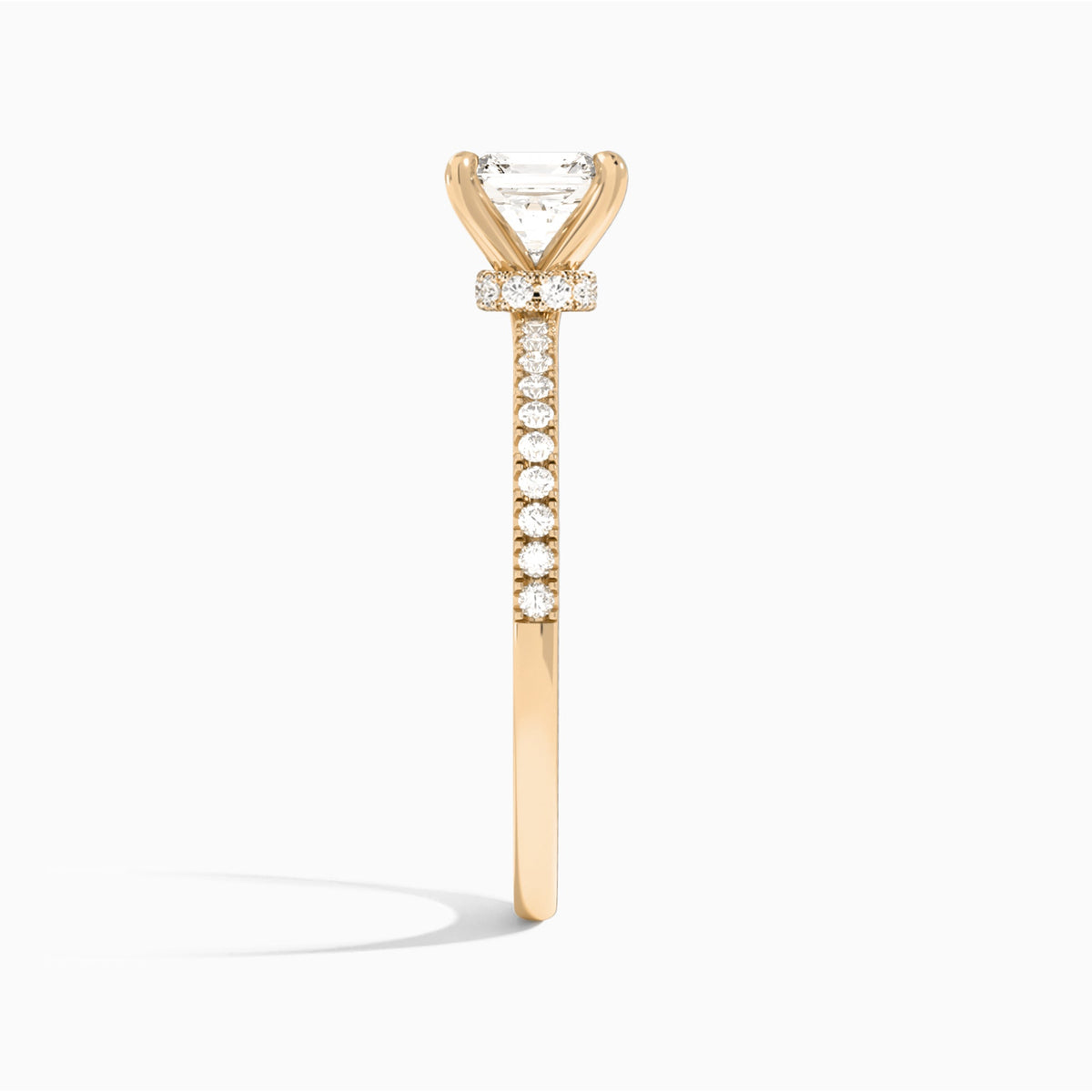 Asscher Petite Aurea Lab Grown Diamond Engagement Ring In 14K Rose Gold, Side View