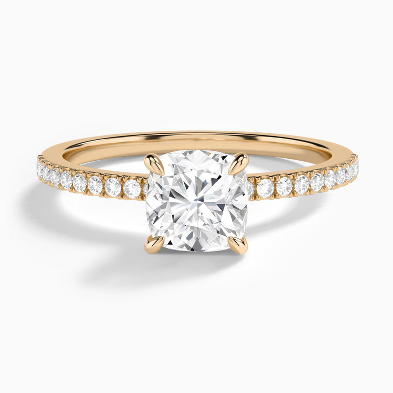 Cushion Petite Aurea Lab Grown Diamond Engagement Ring In 14K Rose Gold - Lucenjuri