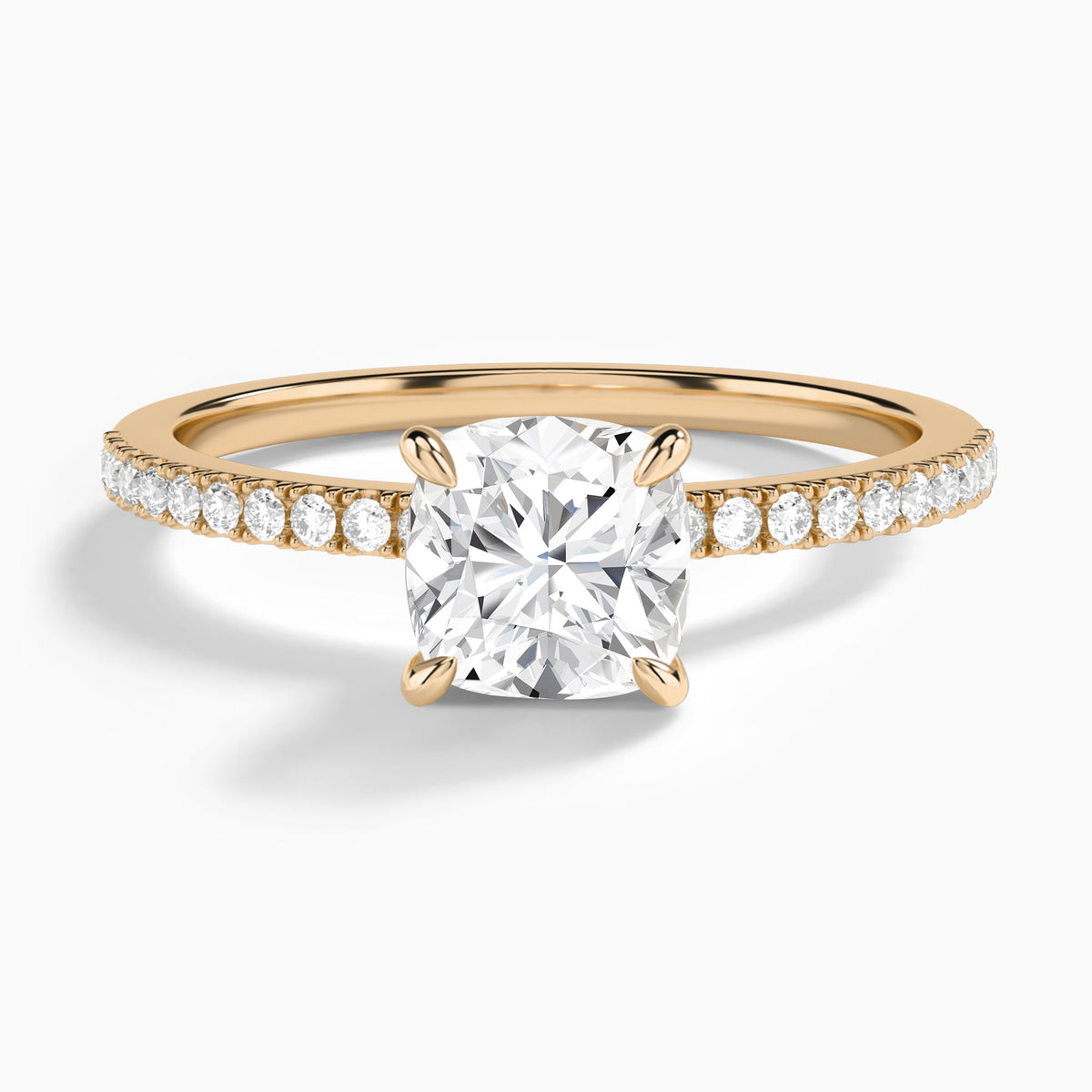 Cushion Petite Aurea Lab Grown Diamond Engagement Ring In 14K Rose Gold - Lucenjuri