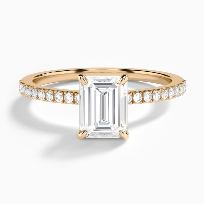 Emerald Petite Aurea Lab Grown Diamond Engagement Ring In 14K Rose Gold - Lucenjuri