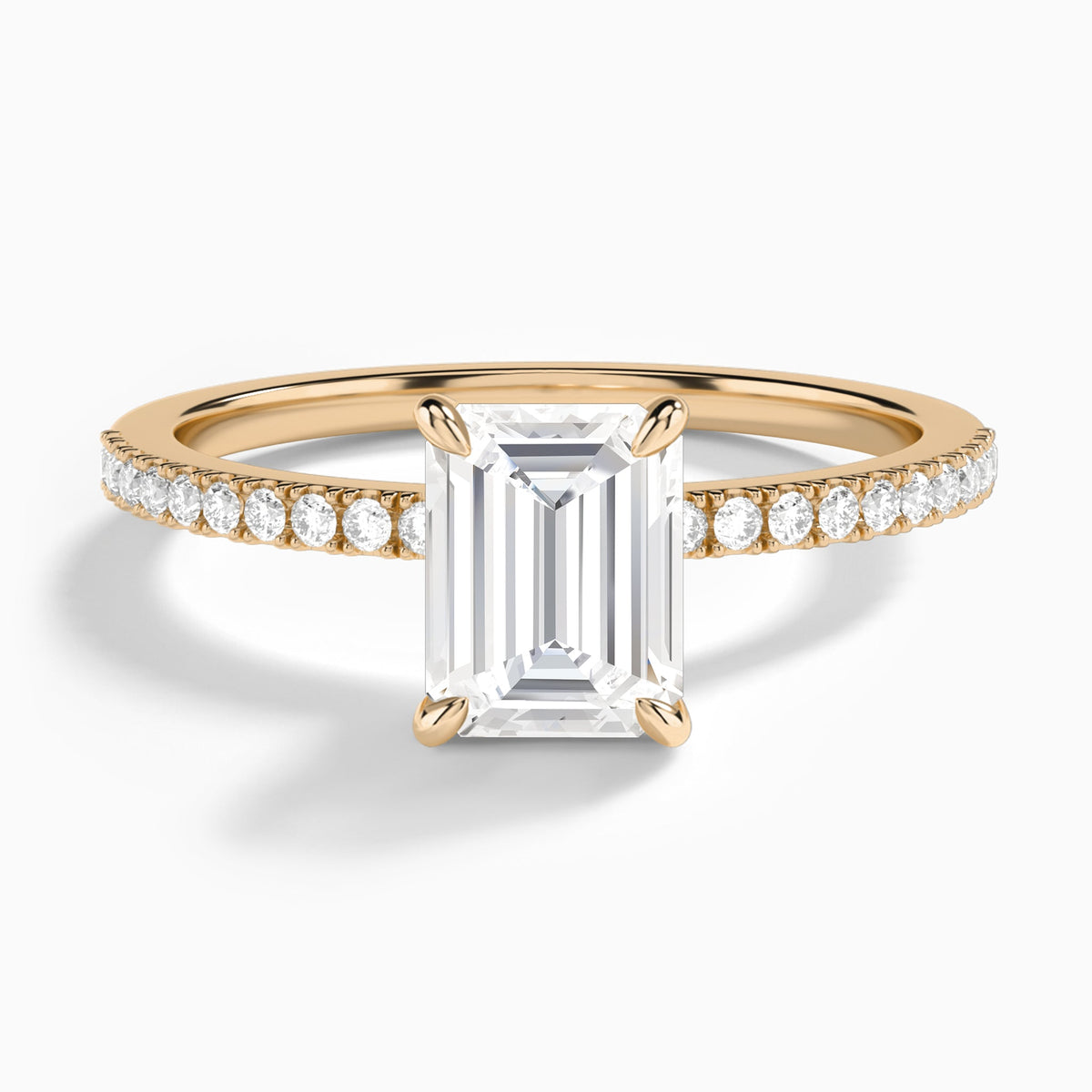 Emerald Petite Aurea Lab Grown Diamond Engagement Ring In 14K Rose Gold - Lucenjuri