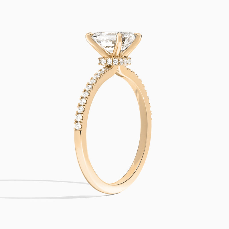 Emerald Petite Aurea Lab Grown Diamond Engagement Ring In 14K Rose Gold, Angle View