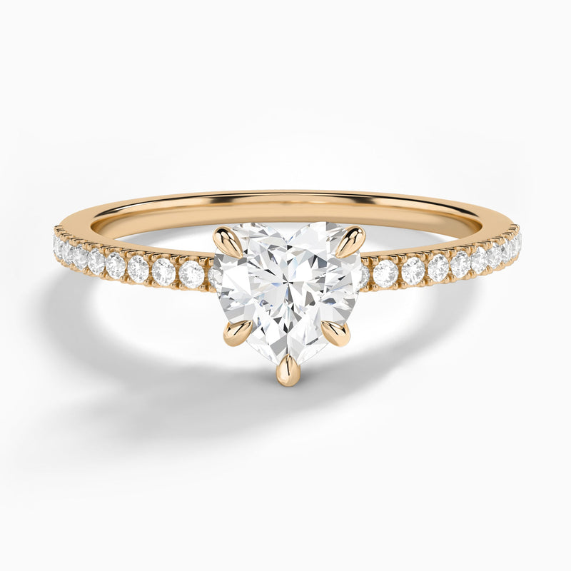 Heart Petite Aurea Lab Grown Diamond Engagement Ring In 14K Rose Gold - Lucenjuri