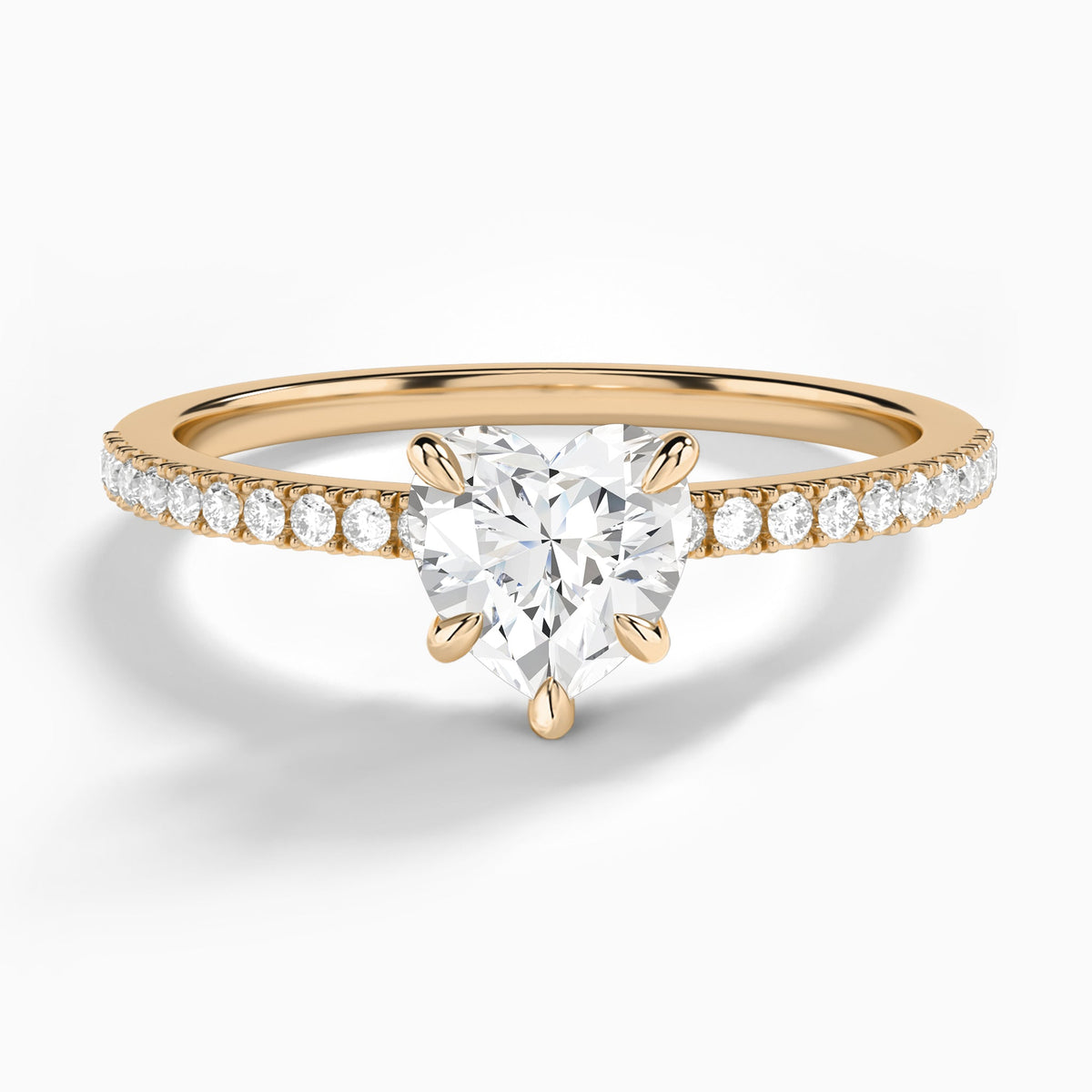 Heart Petite Aurea Lab Grown Diamond Engagement Ring In 14K Rose Gold - Lucenjuri