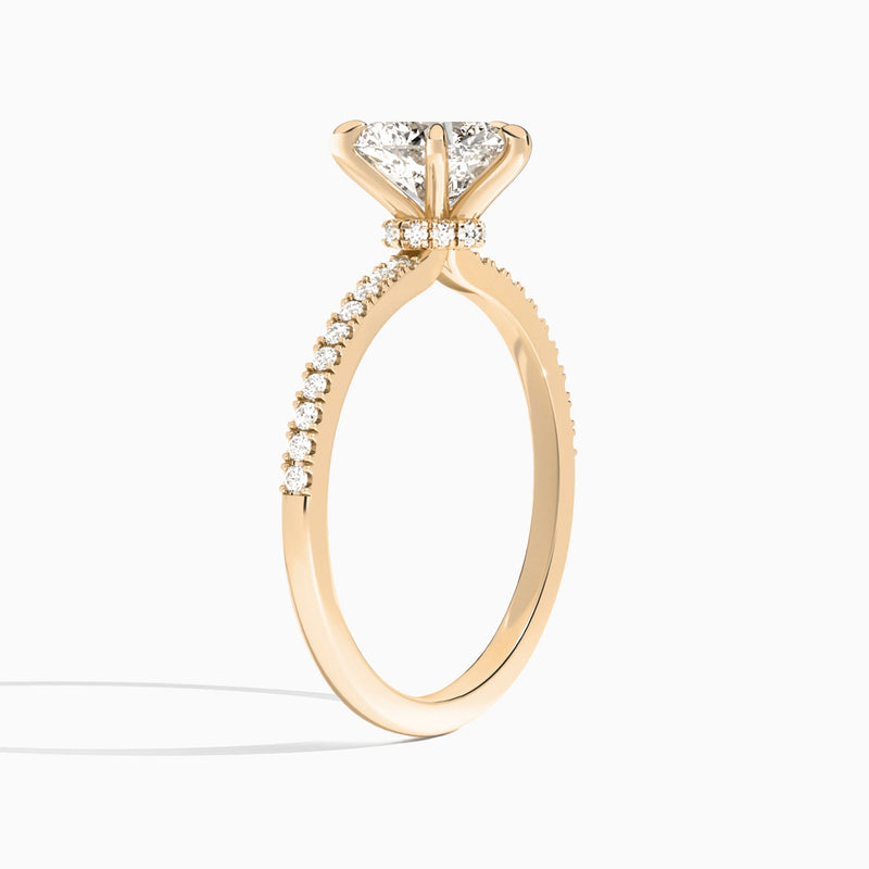 Heart Petite Aurea Lab Grown Diamond Engagement Ring In 14K Rose Gold, Angle View