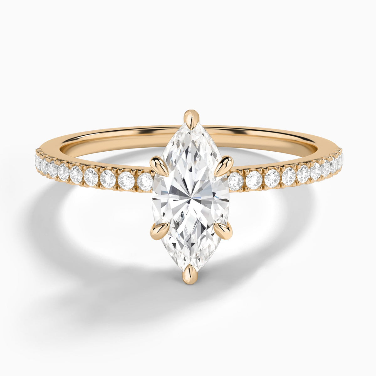 Marquise Petite Aurea Lab Grown Diamond Engagement Ring In 14K Rose Gold - Lucenjuri