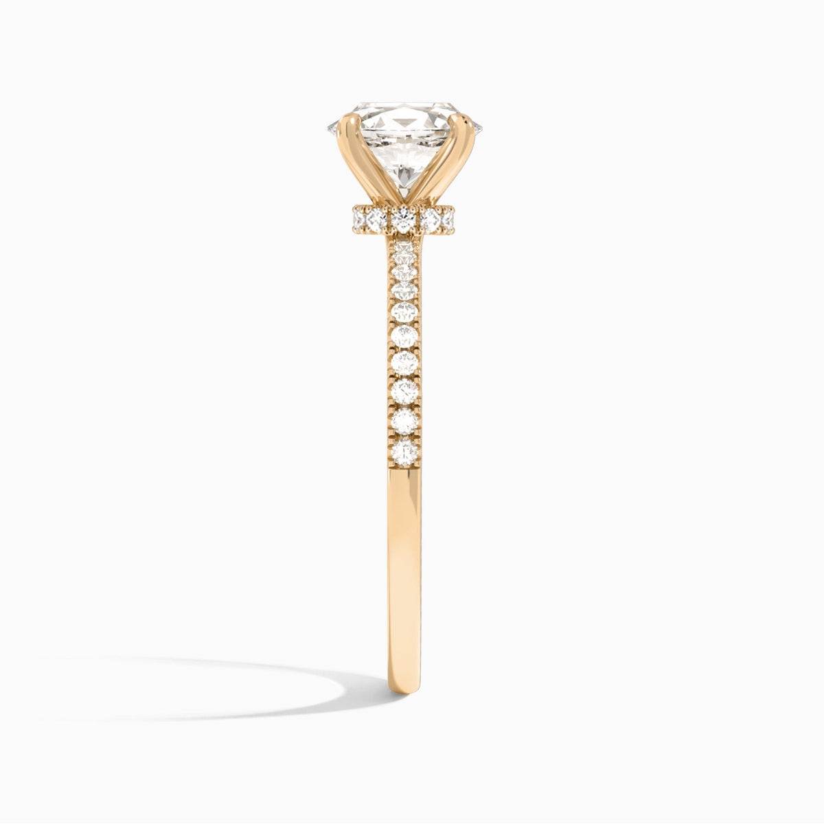 Oval Petite Aurea Lab Grown Diamond Engagement Ring In 14K Rose Gold, Side View