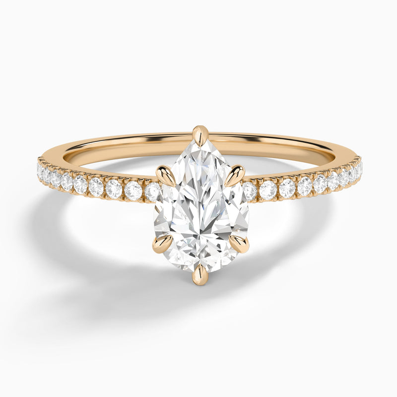 Pear Petite Aurea Lab Grown Diamond Engagement Ring In 14K Rose Gold - Lucenjuri