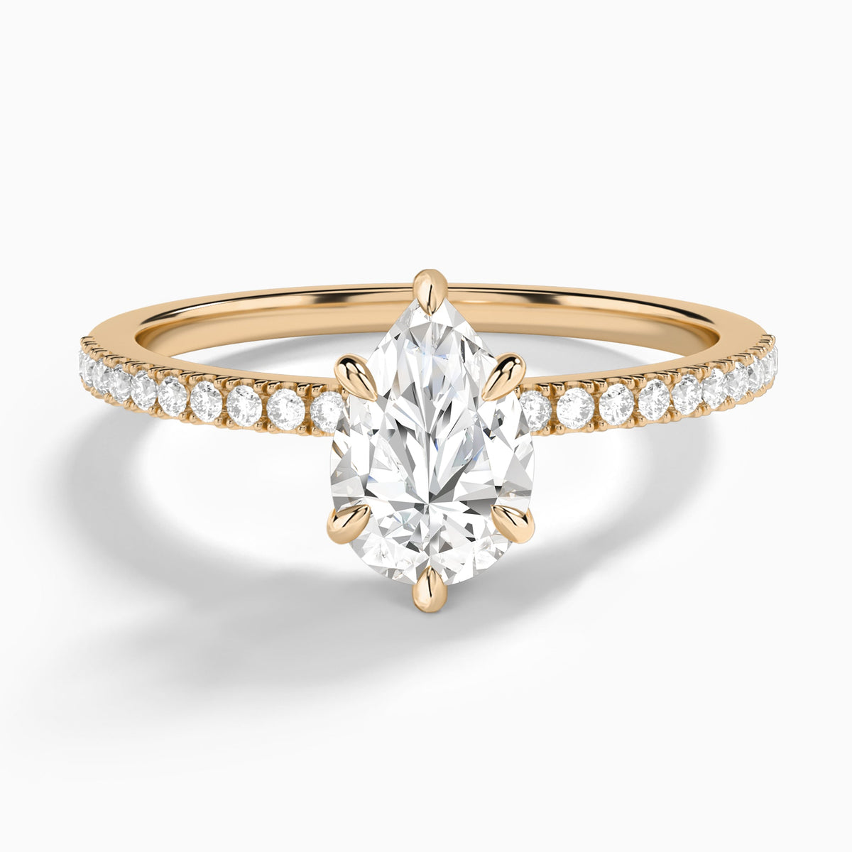 Pear Petite Aurea Lab Grown Diamond Engagement Ring In 14K Rose Gold - Lucenjuri