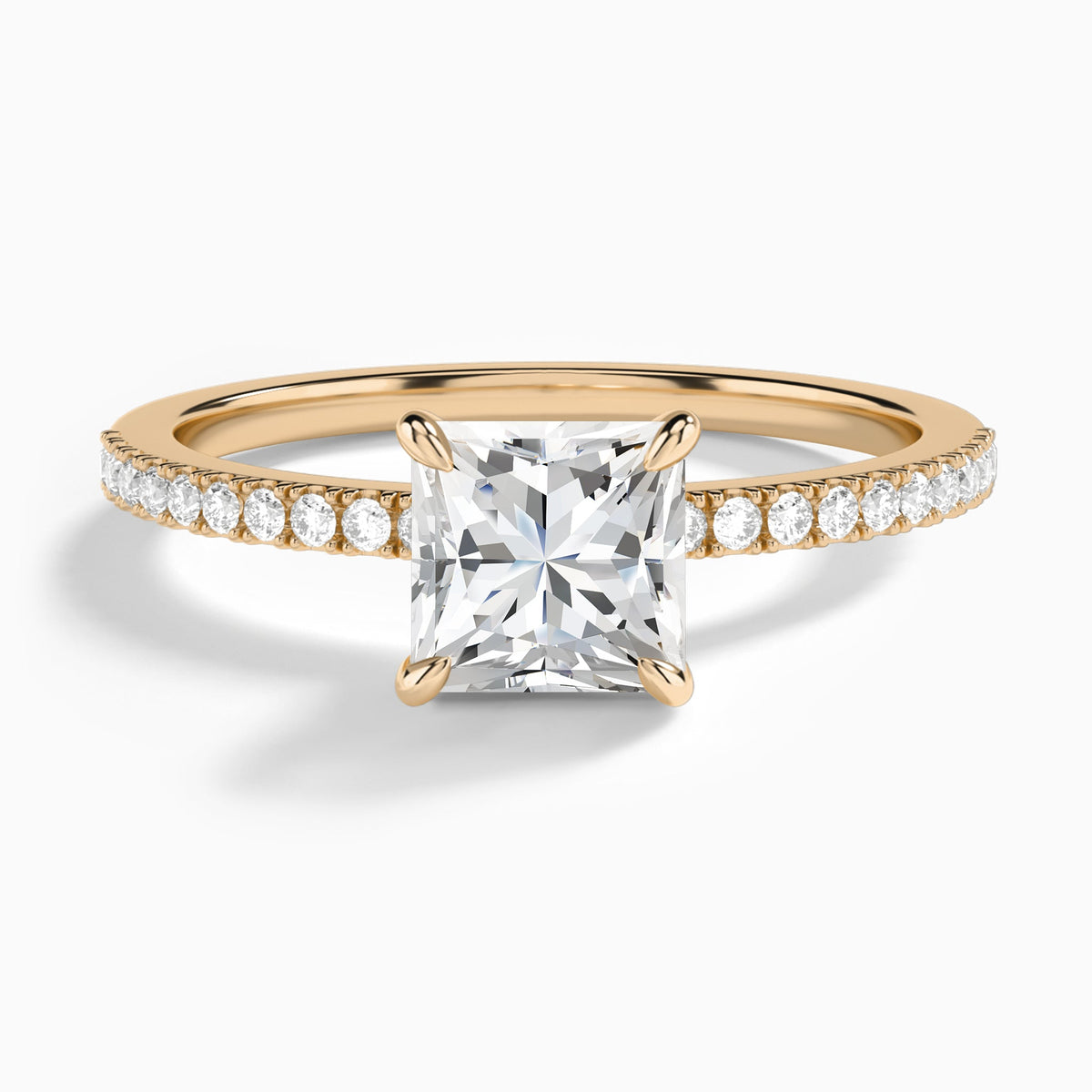 Princess Petite Aurea Lab Grown Diamond Engagement Ring In 14K Rose Gold - Lucenjuri