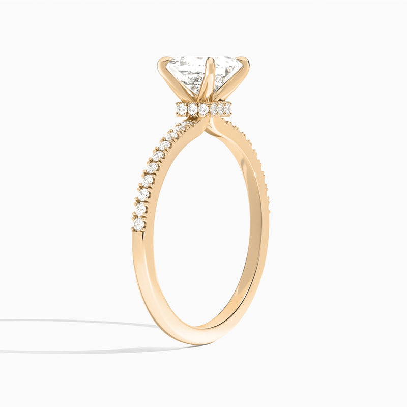Princess Petite Aurea Lab Grown Diamond Engagement Ring In 14K Rose Gold, Angle View