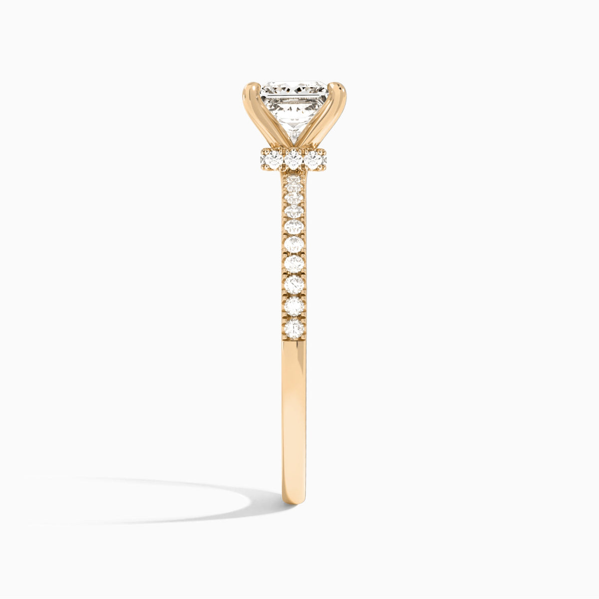 Princess Petite Aurea Lab Grown Diamond Engagement Ring In 14K Rose Gold, Side View