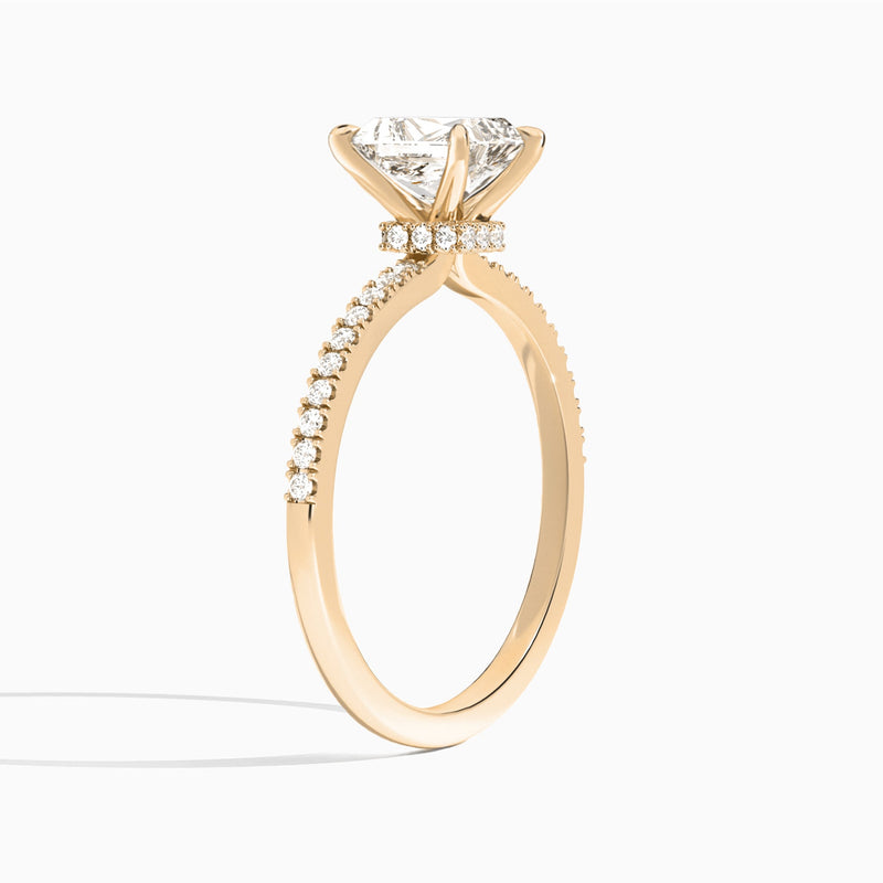 Radiant Petite Aurea Lab Grown Diamond Engagement Ring In 14K Rose Gold, Angle View
