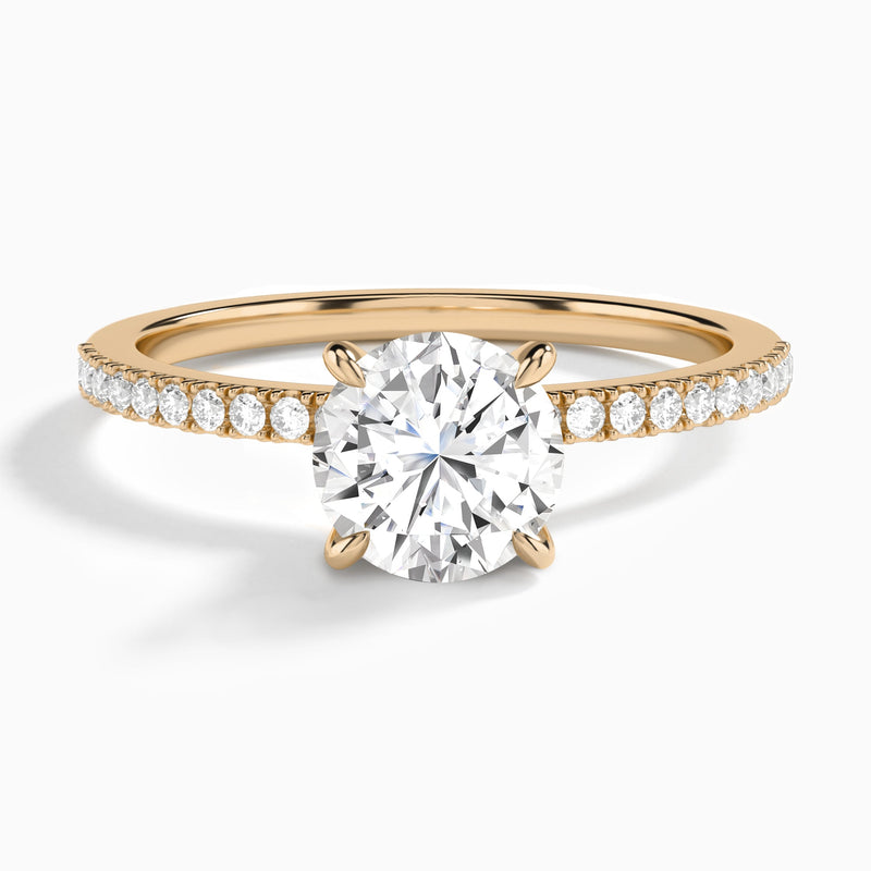 Round Petite Aurea Lab Grown Diamond Engagement Ring In 14K Rose Gold - Lucenjuri