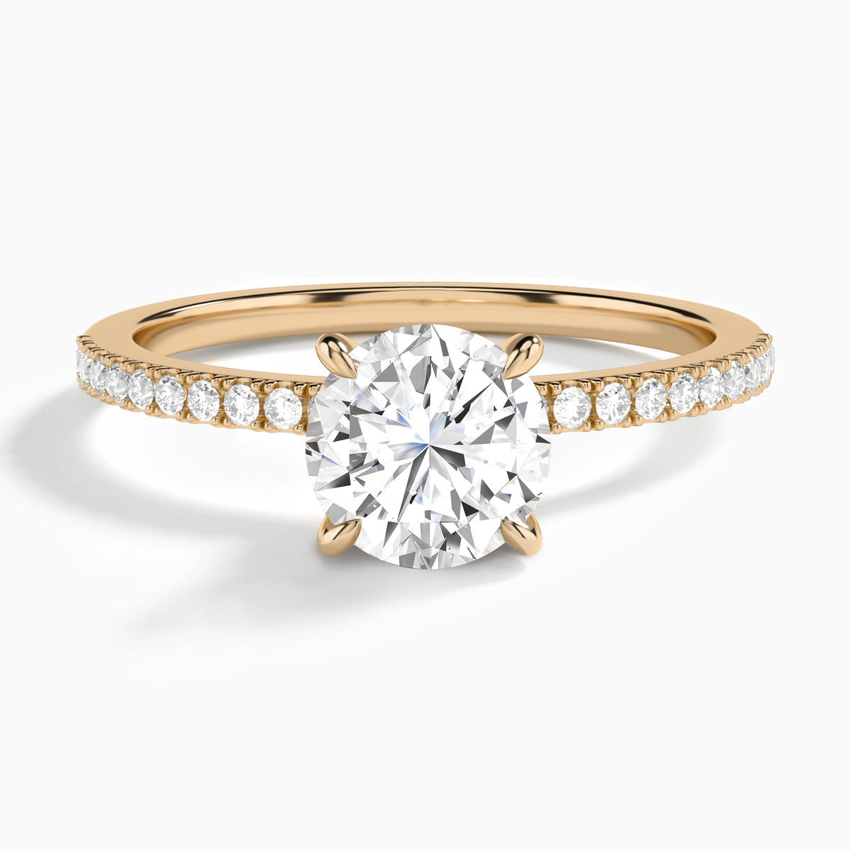 Round Petite Aurea Lab Grown Diamond Engagement Ring In 14K Rose Gold - Lucenjuri