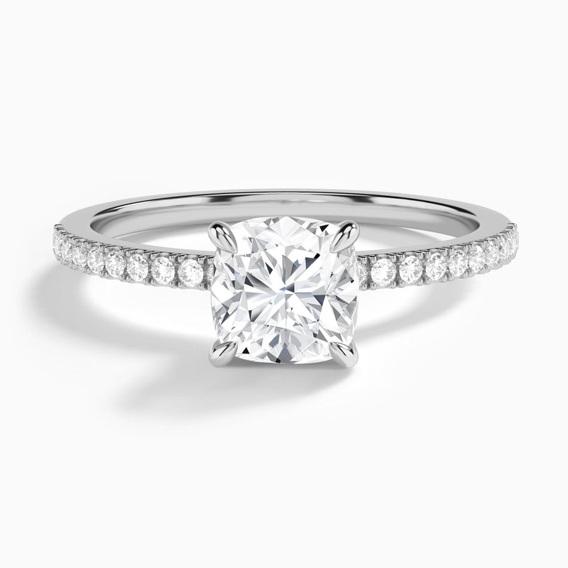 Cushion Petite Aurea Lab Grown Diamond Engagement Ring In 14K White Gold - Lucenjuri