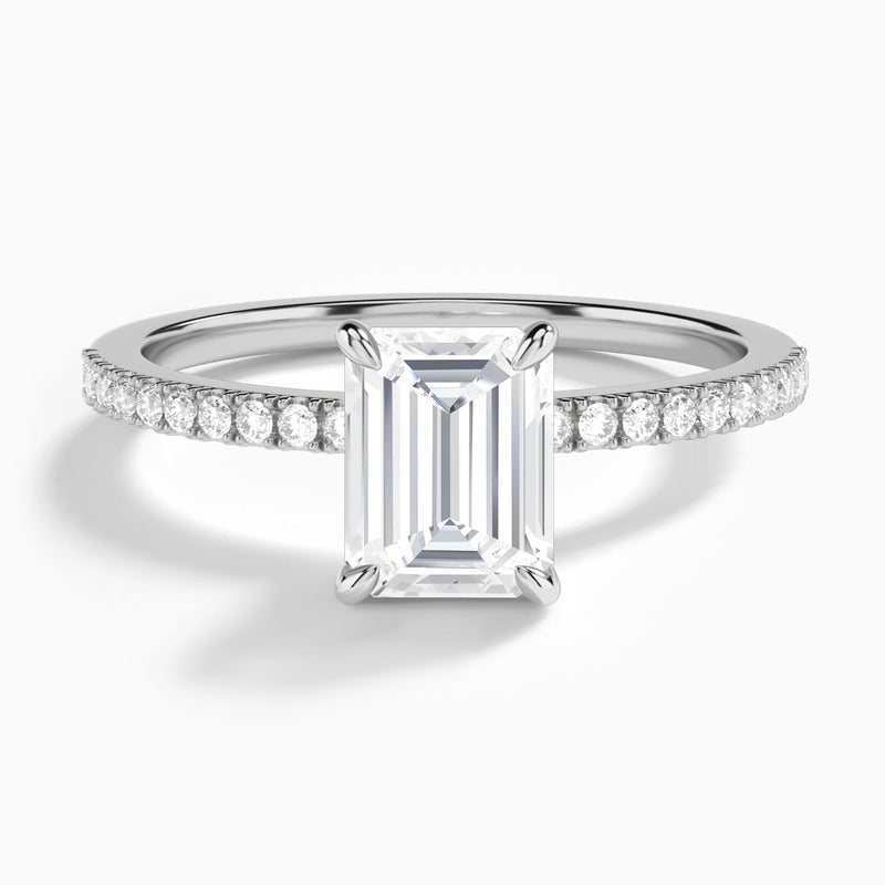 Emerald Petite Aurea Lab Grown Diamond Engagement Ring In 14K White Gold - Lucenjuri