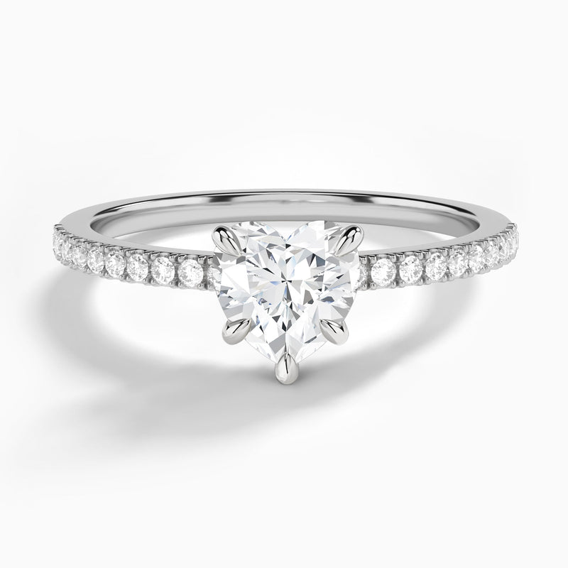 Heart Petite Aurea Lab Grown Diamond Engagement Ring In 14K White Gold - Lucenjuri