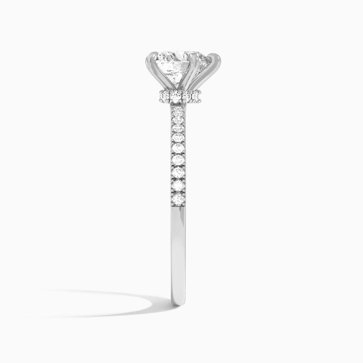 Heart Petite Aurea Lab Grown Diamond Engagement Ring In 18K White Gold, Side View