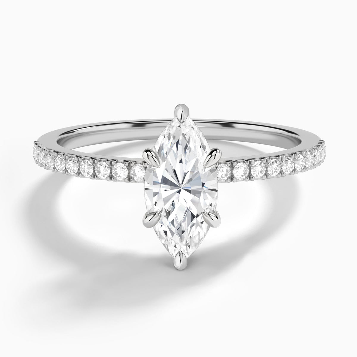 Marquise Petite Aurea Lab Grown Diamond Engagement Ring In 14K White Gold - Lucenjuri