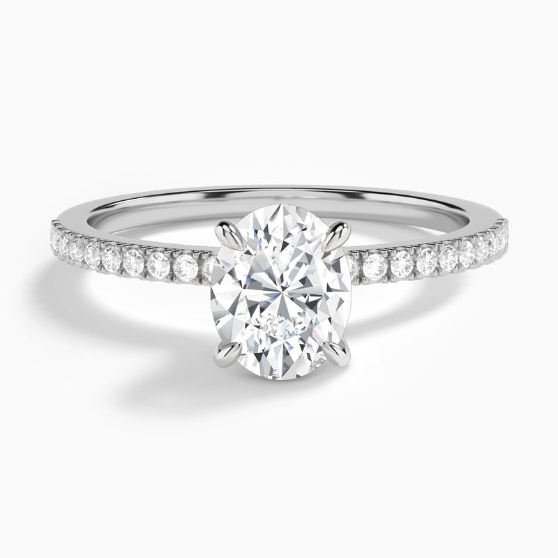 Oval Petite Aurea Lab Grown Diamond Engagement Ring In 18K White Gold - Lucenjuri