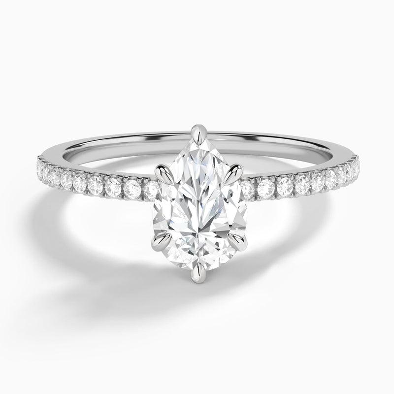Pear Petite Aurea Lab Grown Diamond Engagement Ring In 14K White Gold - Lucenjuri
