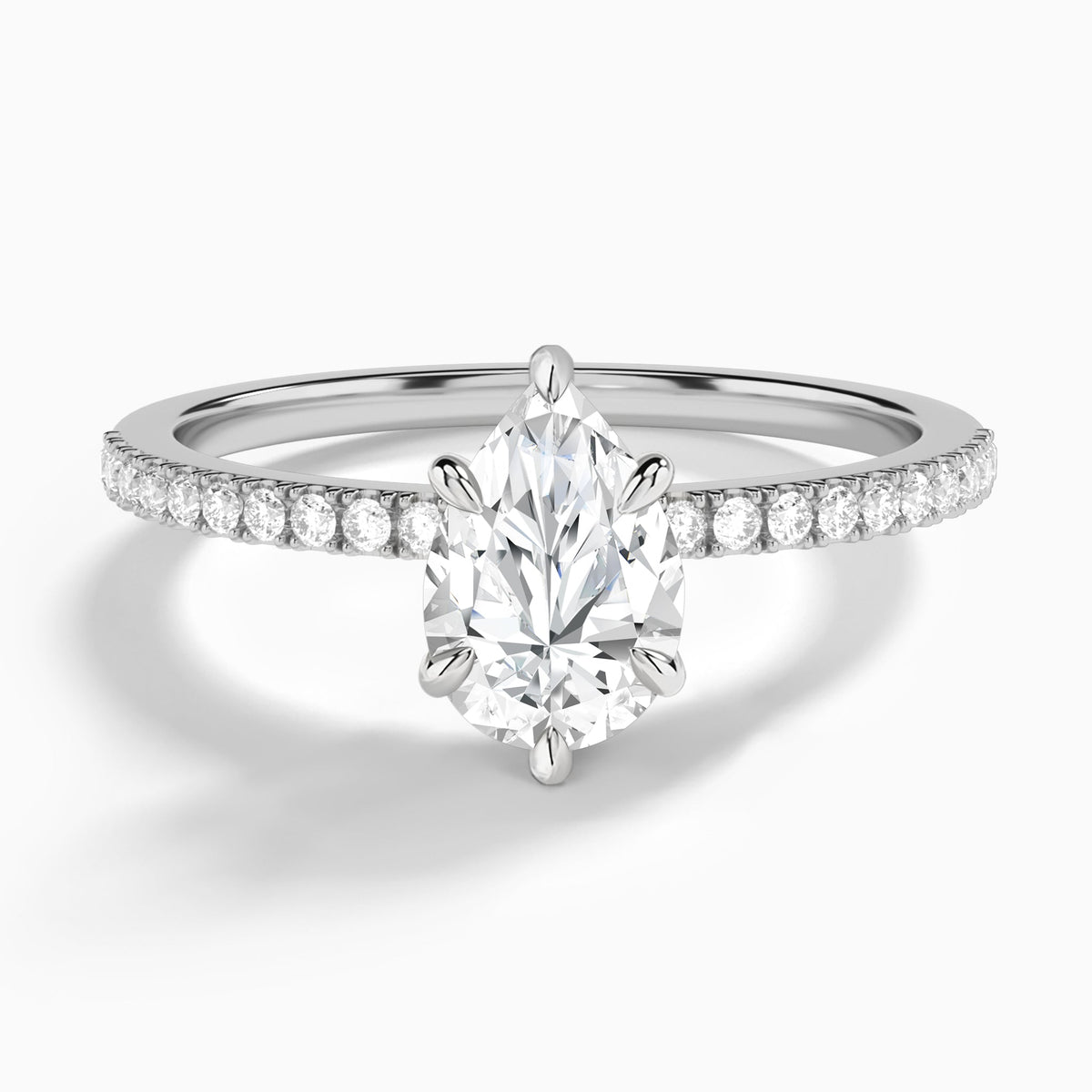 Pear Petite Aurea Lab Grown Diamond Engagement Ring In 14K White Gold - Lucenjuri
