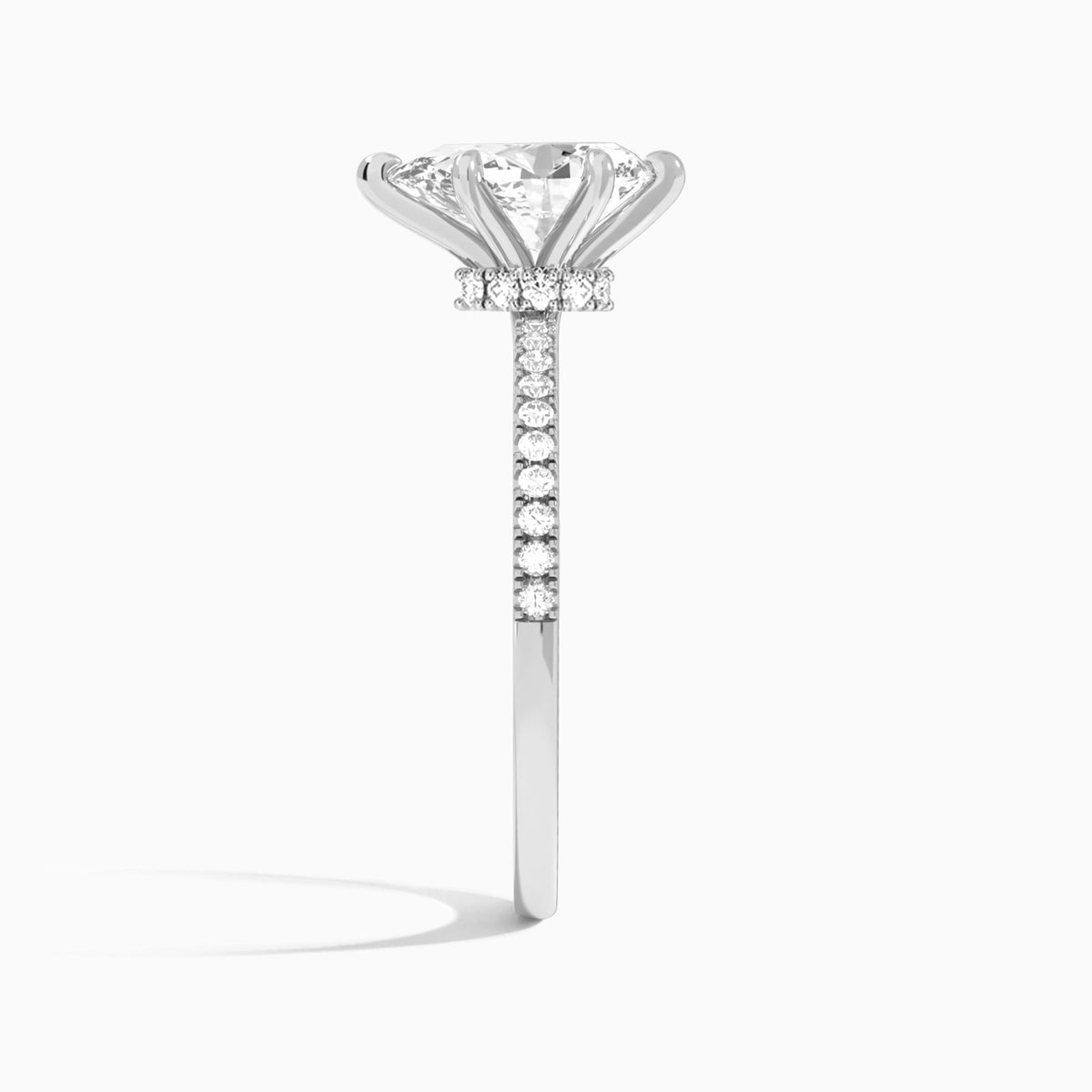 Pear Petite Aurea Lab Grown Diamond Engagement Ring In 18K White Gold, Side View