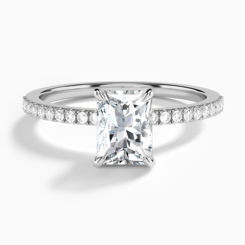 Radiant Petite Aurea Lab Grown Diamond Engagement Ring In 18K White Gold - Lucenjuri