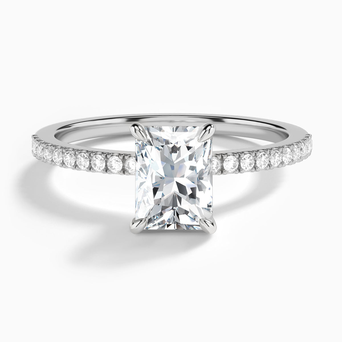 Radiant Petite Aurea Lab Grown Diamond Engagement Ring In 18K White Gold - Lucenjuri