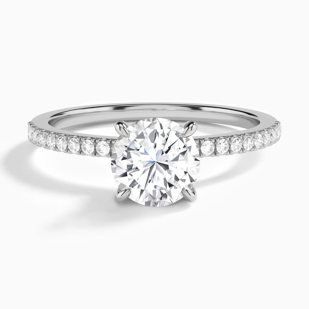 Round Petite Aurea Lab Grown Diamond Engagement Ring In 14K White Gold - Lucenjuri