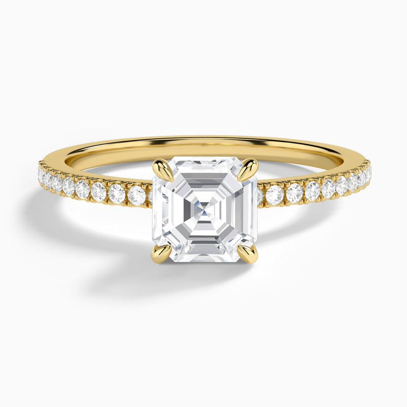 Asscher Petite Aurea Lab Grown Diamond Engagement Ring In 14K Yellow Gold - Lucenjuri