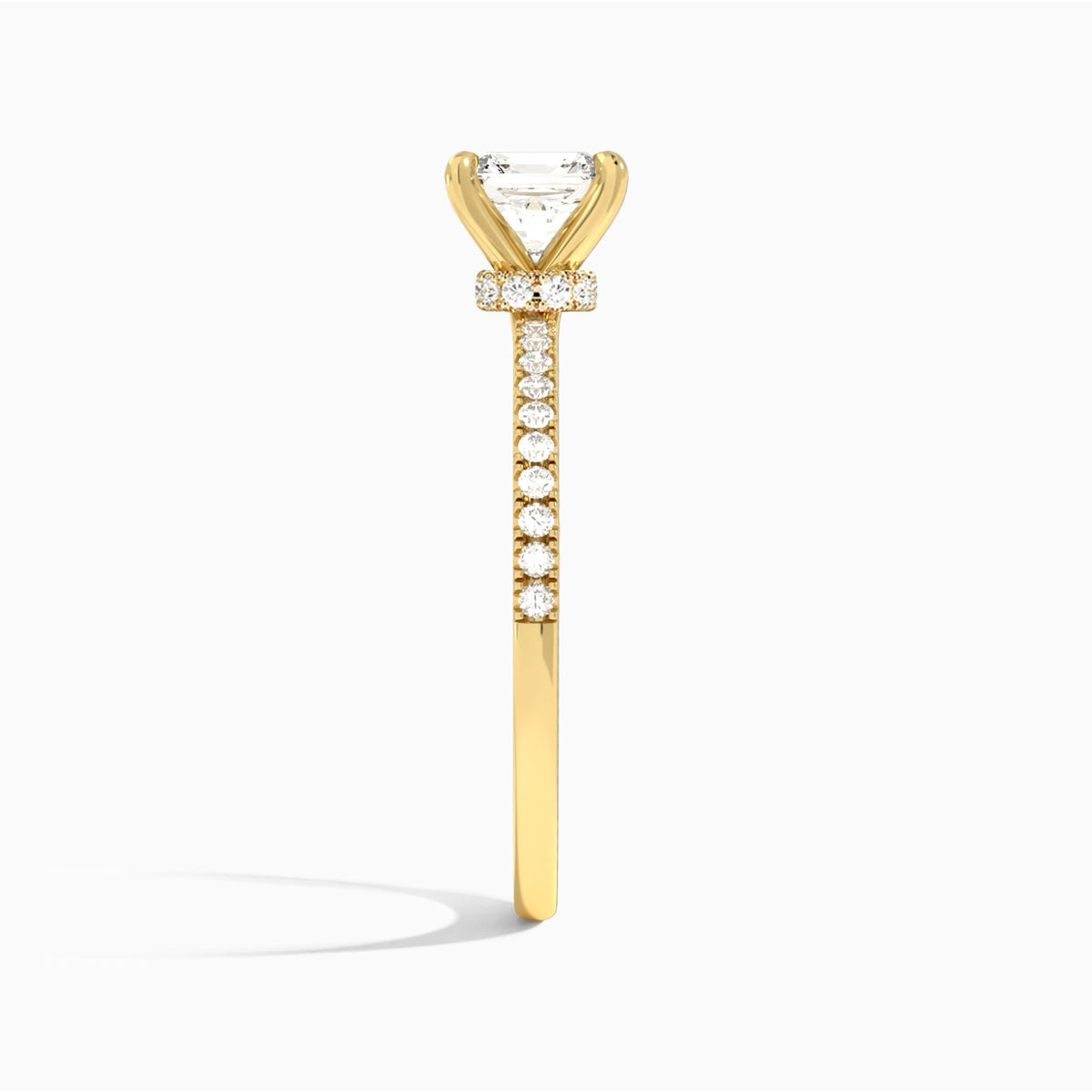 Asscher Petite Aurea Lab Grown Diamond Engagement Ring In 14K Yellow Gold, Side View