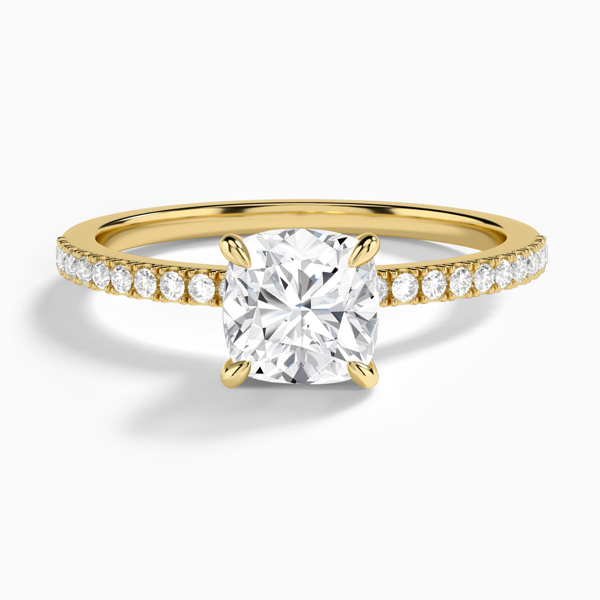 Cushion Petite Aurea Lab Grown Diamond Engagement Ring In 18K Yellow Gold - Lucenjuri