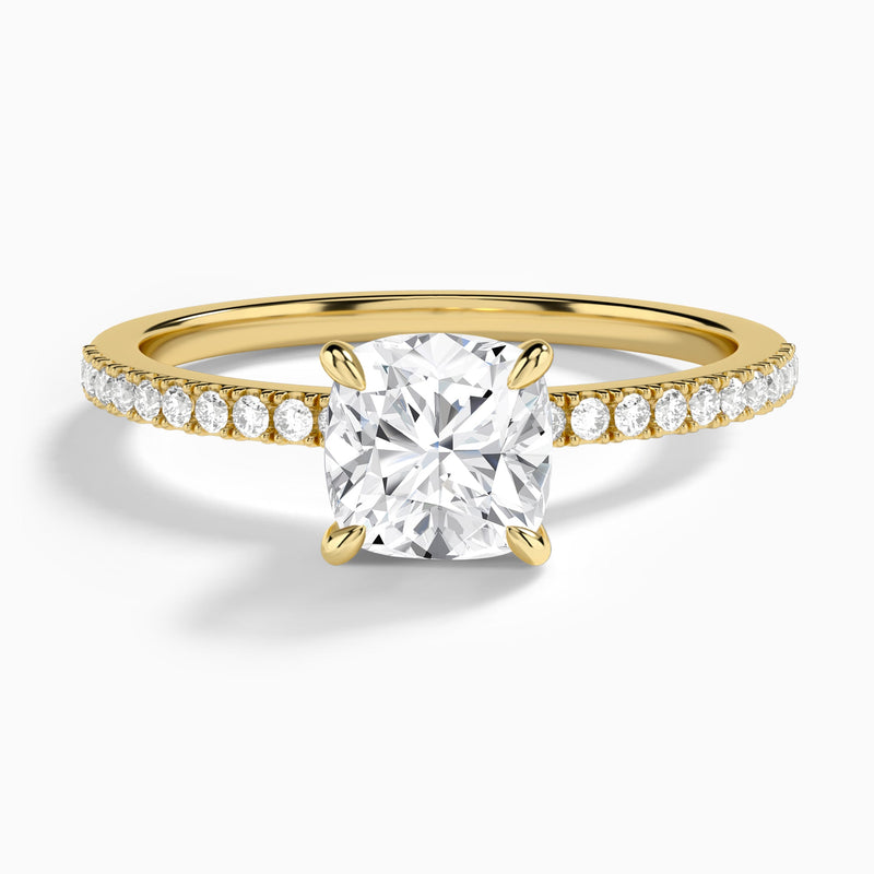 Cushion Petite Aurea Lab Grown Diamond Engagement Ring In 14K Yellow Gold - Lucenjuri