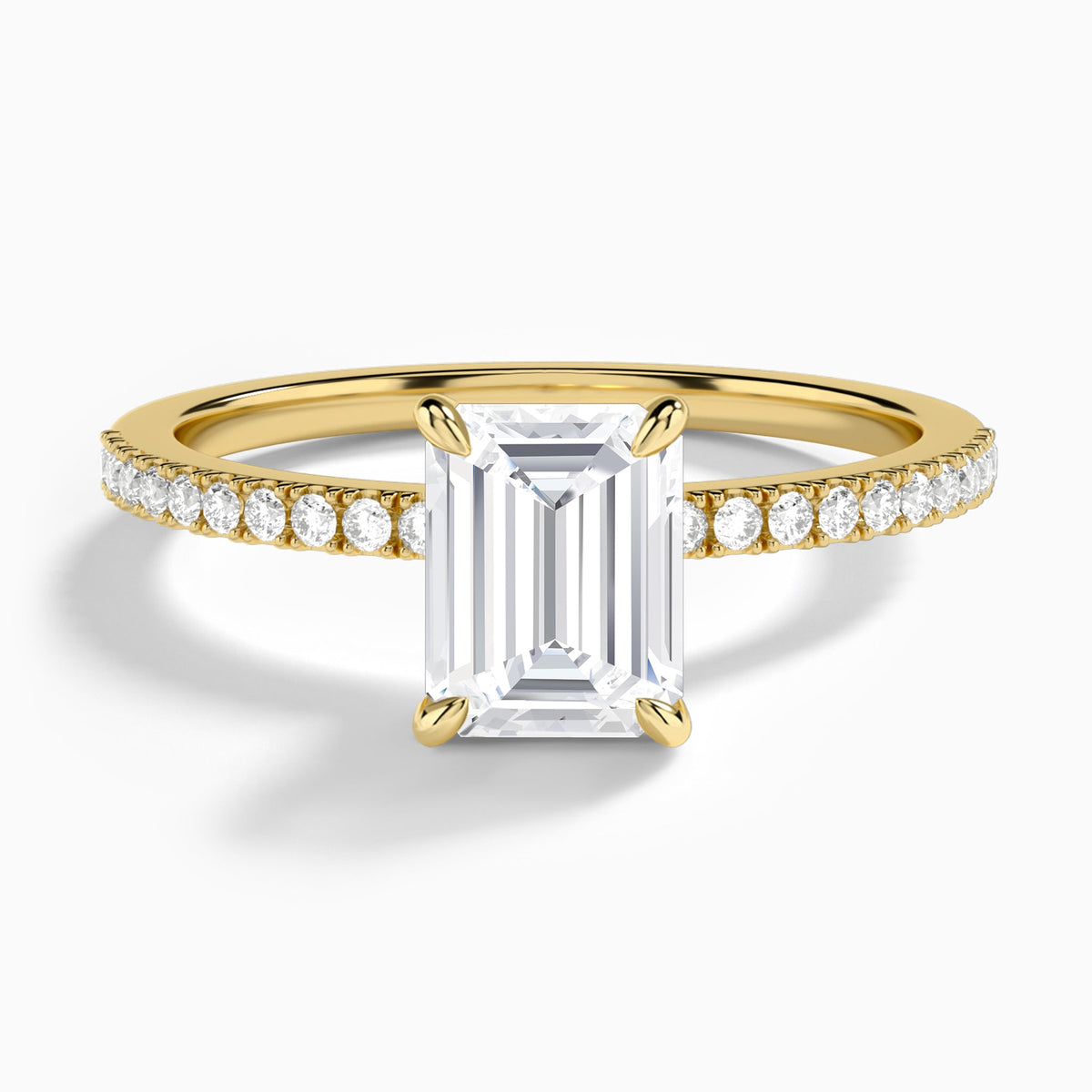 Emerald Petite Aurea Lab Grown Diamond Engagement Ring In 14K Yellow Gold - Lucenjuri