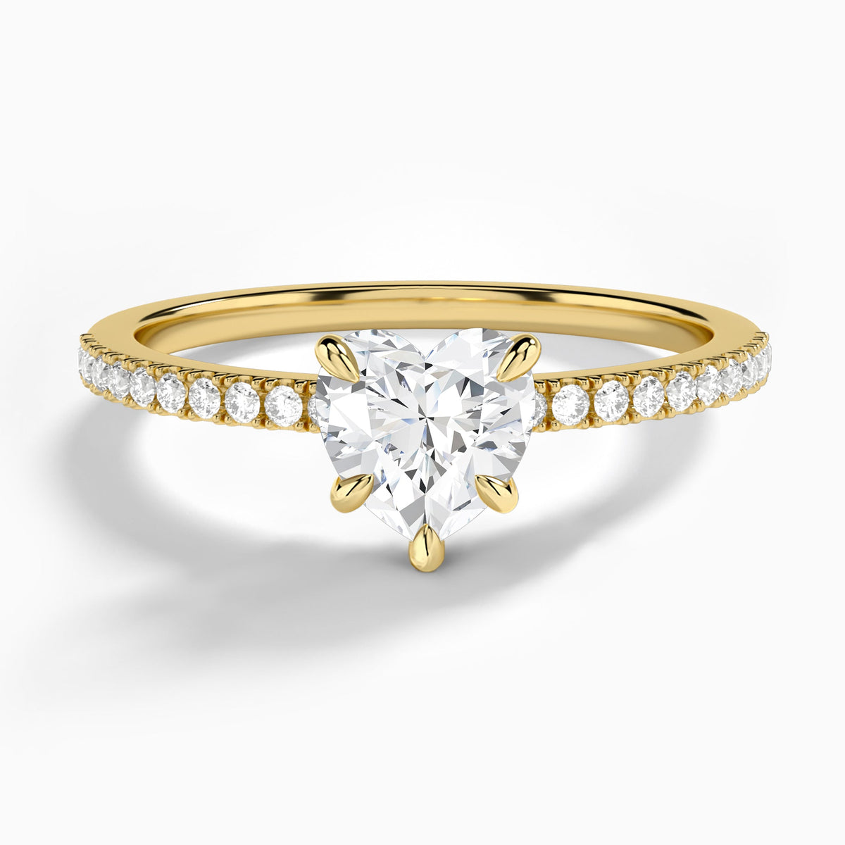 Heart Petite Aurea Lab Grown Diamond Engagement Ring In 18K Yellow Gold - Lucenjuri