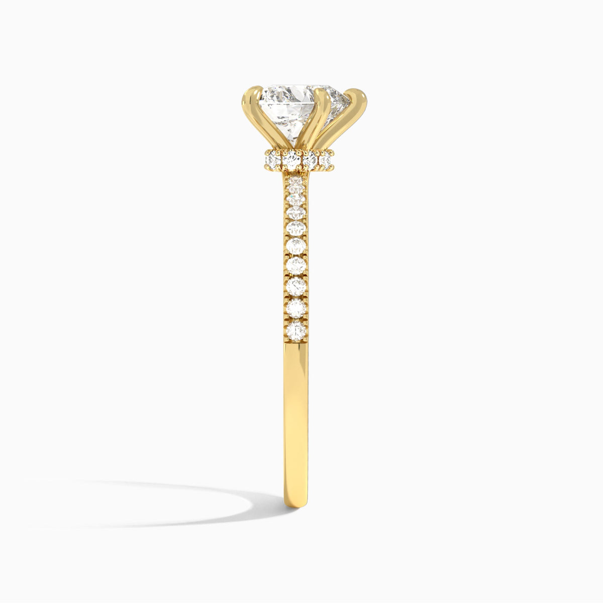 Heart Petite Aurea Lab Grown Diamond Engagement Ring In 18K Yellow Gold, Side View