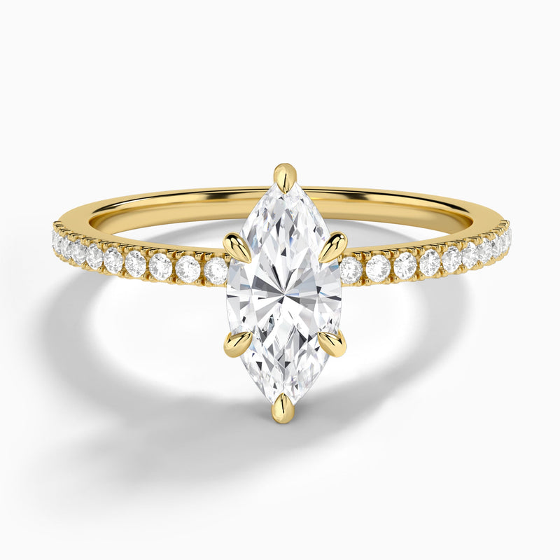 Marquise Petite Aurea Lab Grown Diamond Engagement Ring In 14K Yellow Gold - Lucenjuri