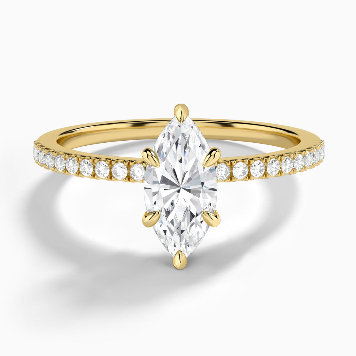 Marquise Petite Aurea Lab Grown Diamond Engagement Ring In 14K Yellow Gold - Lucenjuri