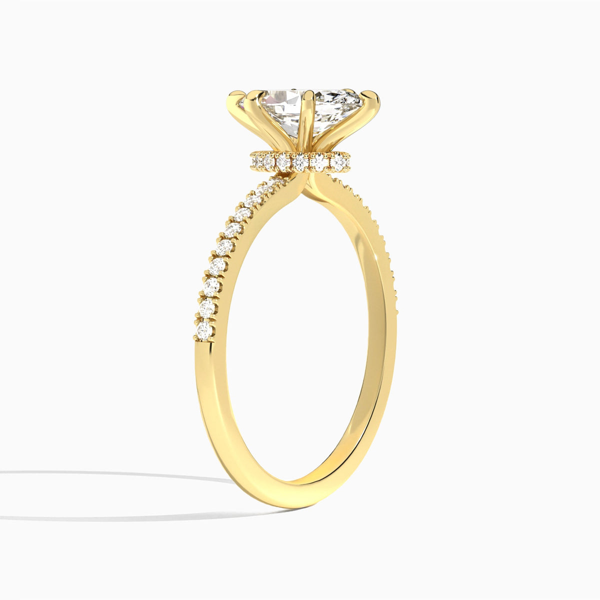Marquise Petite Aurea Lab Grown Diamond Engagement Ring In 18K Yellow Gold, Angle View