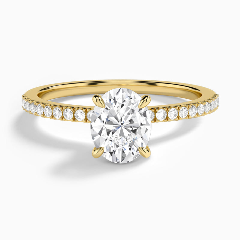 Oval Petite Aurea Lab Grown Diamond Engagement Ring In 14K Yellow Gold - Lucenjuri