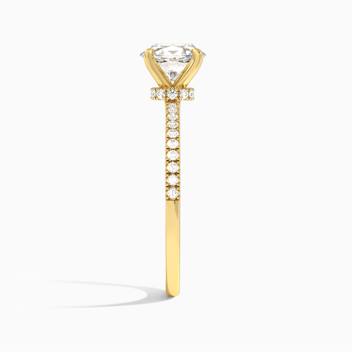 Oval Petite Aurea Lab Grown Diamond Engagement Ring In 14K Yellow Gold, Side View