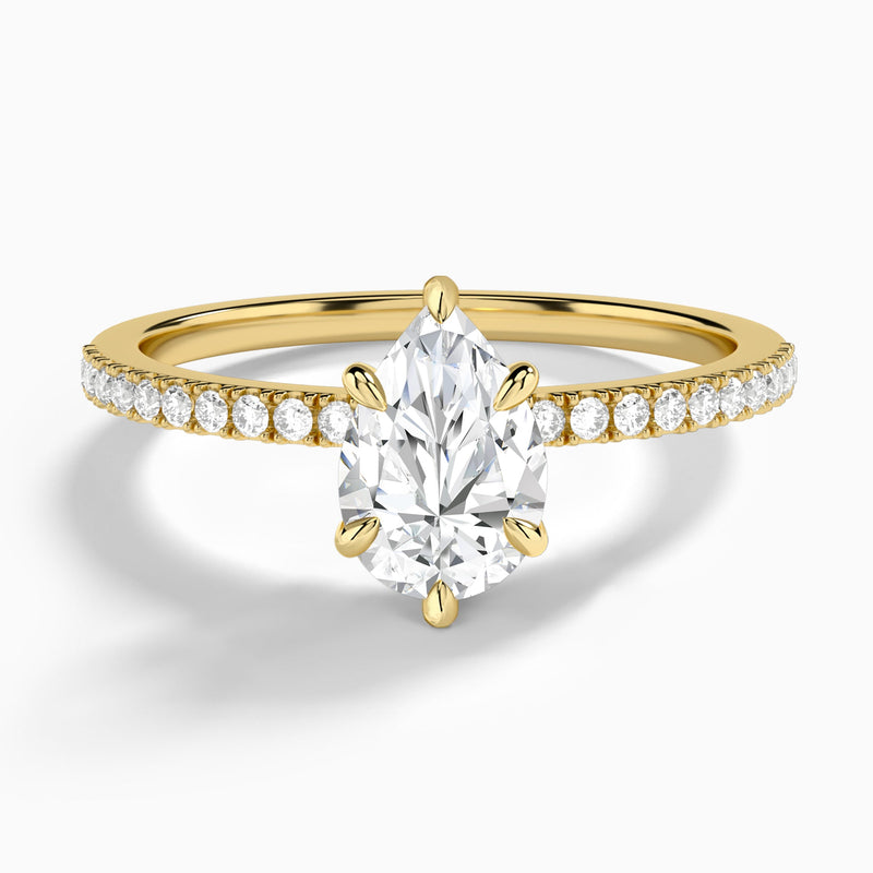 Pear Petite Aurea Lab Grown Diamond Engagement Ring In 14K Yellow Gold - Lucenjuri