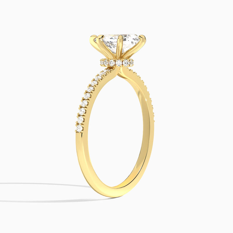 Pear Petite Aurea Lab Grown Diamond Engagement Ring In 14K Yellow Gold, Angle View