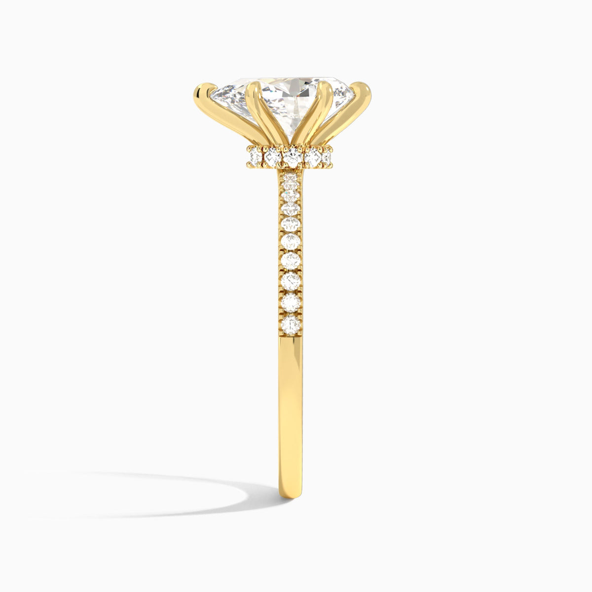 Pear Petite Aurea Lab Grown Diamond Engagement Ring In 18K Yellow Gold, Side View