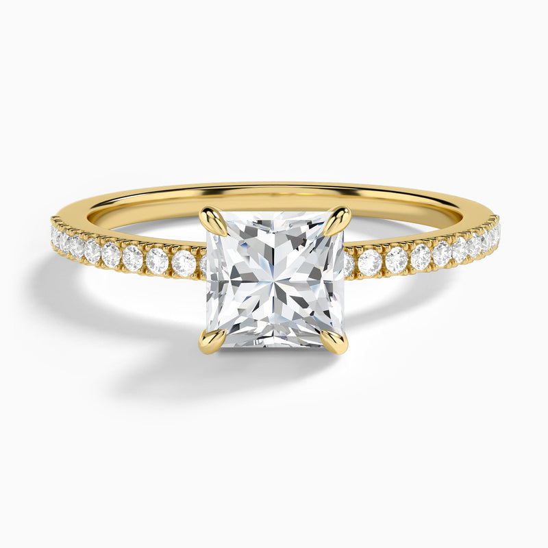 Princess Petite Aurea Lab Grown Diamond Engagement Ring In 18K Yellow Gold - Lucenjuri